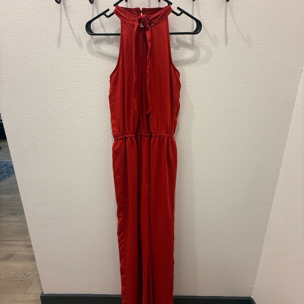 CeCe Vibrant Red Sleeveless Jumpsuit